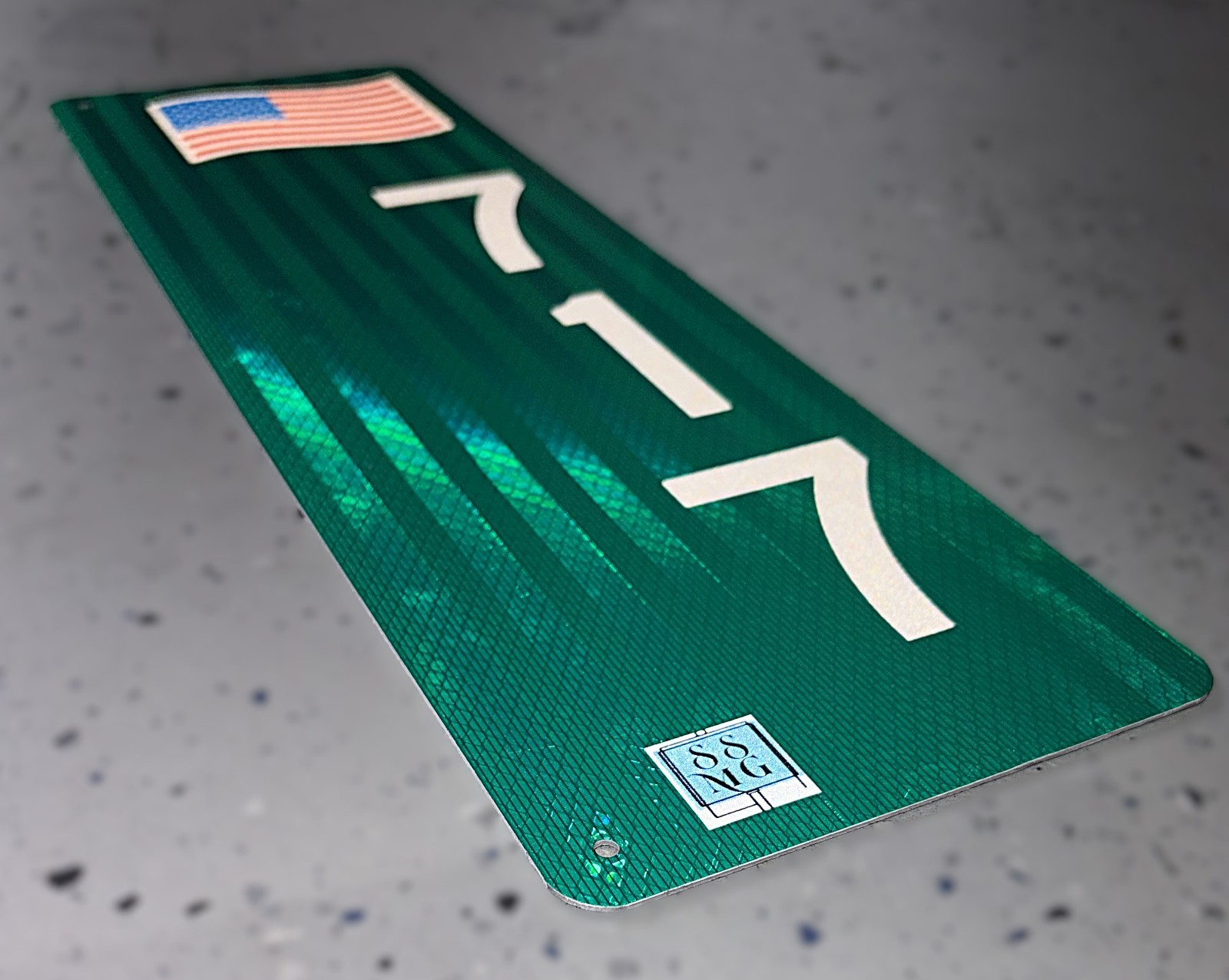 VERTICAL Double-Sided Reflective Address 911 Sign with American Flag By SSMG