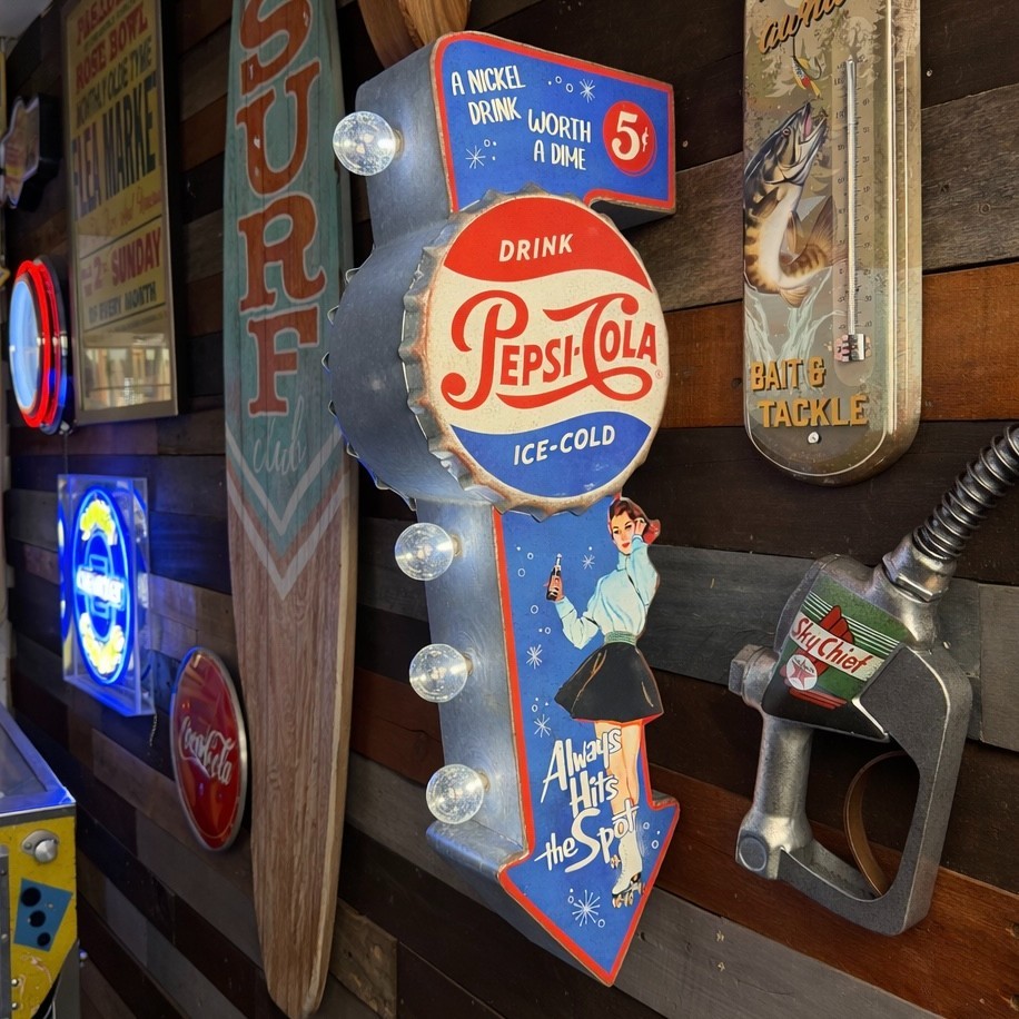 Pepsi-Cola Double-Sided Retro Vintage LED Marquee Sign 25.5″ Metal Arrow Decor