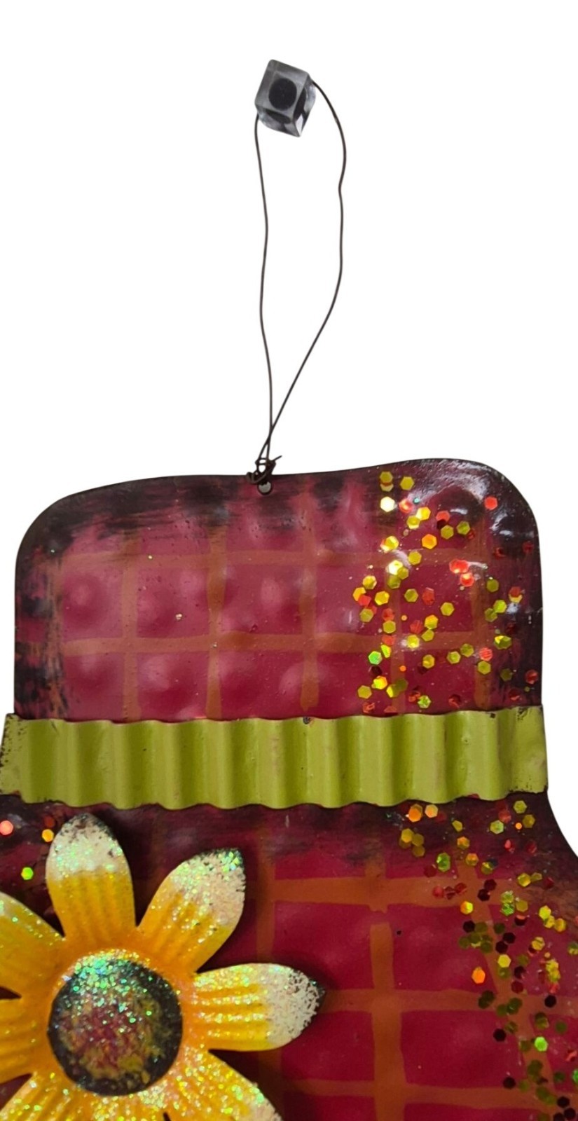 Metal Scarecrow Wall Decor With Glitter Accents & Hanging Wire
