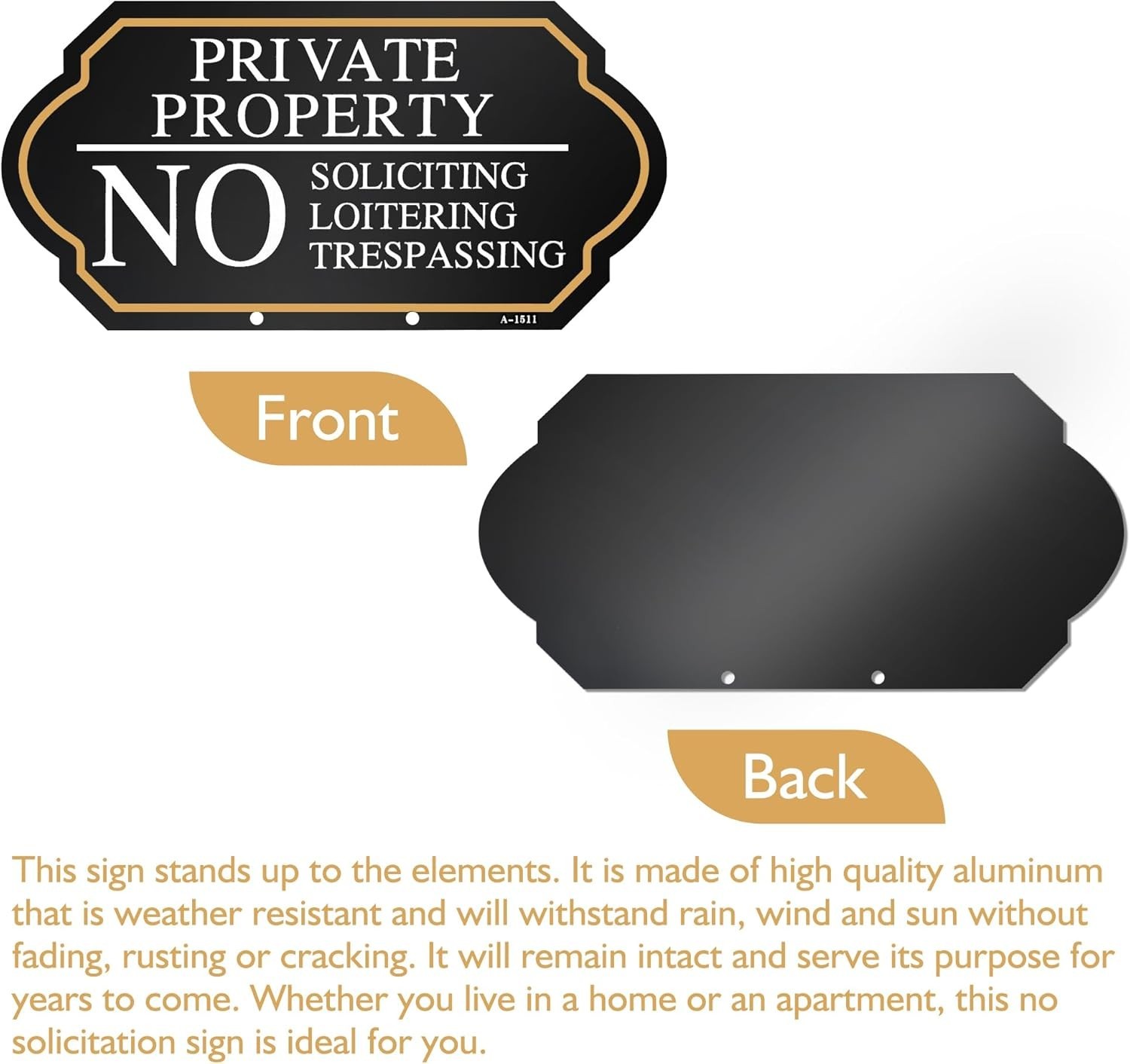 Private Property No Trespassing Sign with Stake, No Soliciting Sign for House…