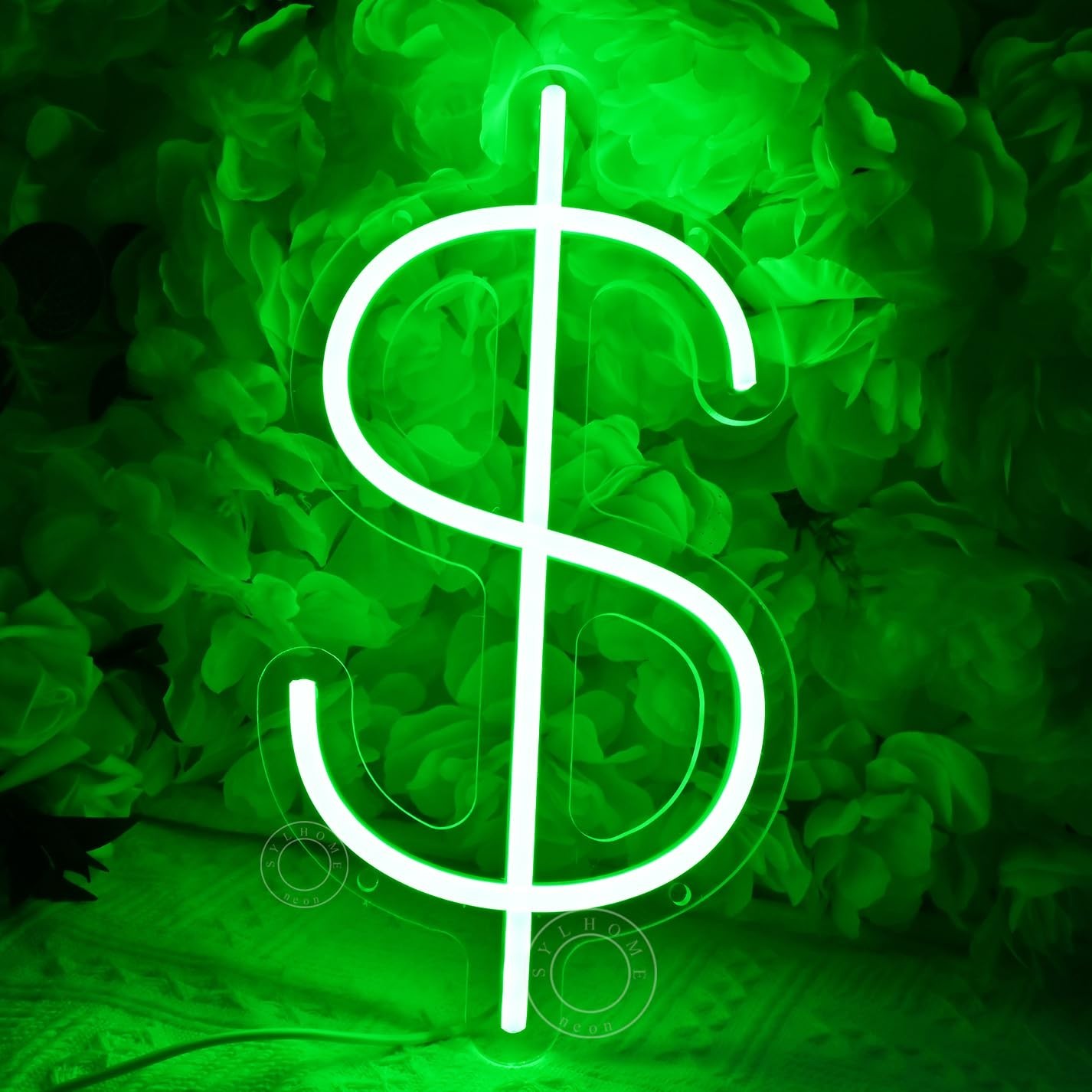 LED Dollar Sign Neon Light – Money Wall Decor for Home, Game Room, Bar, Office –