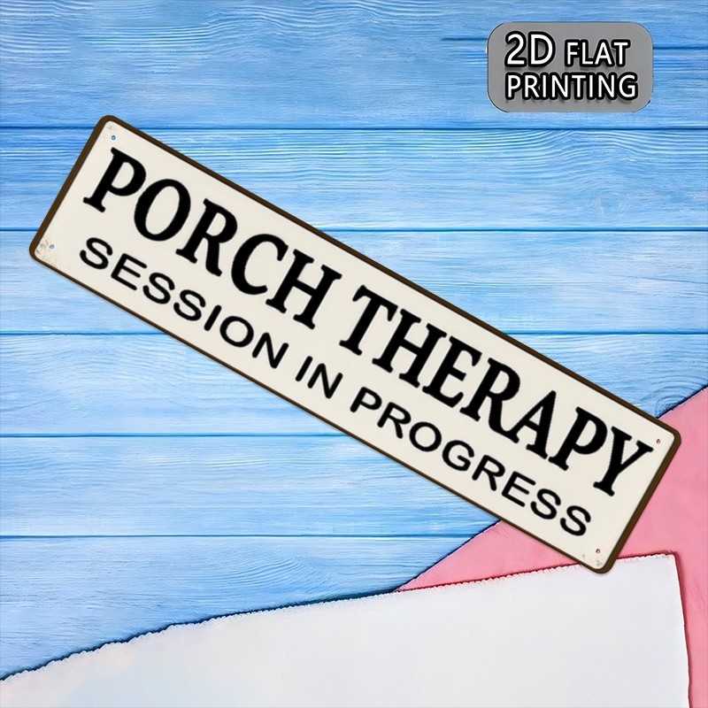Rustic Thin Border Porch Therapy Metal Sign Country Cottage Entryway Wall Plaque