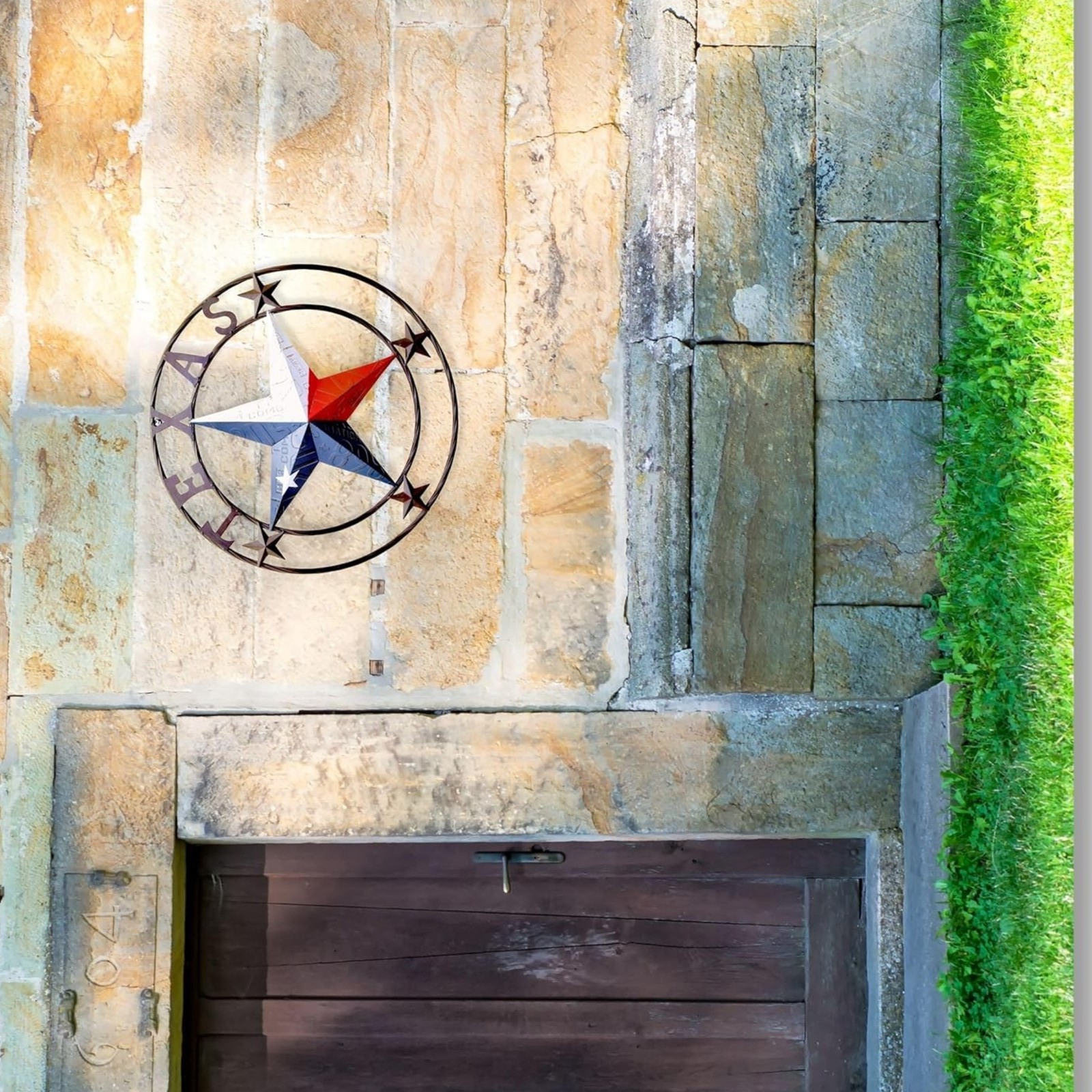 Rustic Metal Circle Texas License Plate Circle Star Wall Hanging Welcome Decor