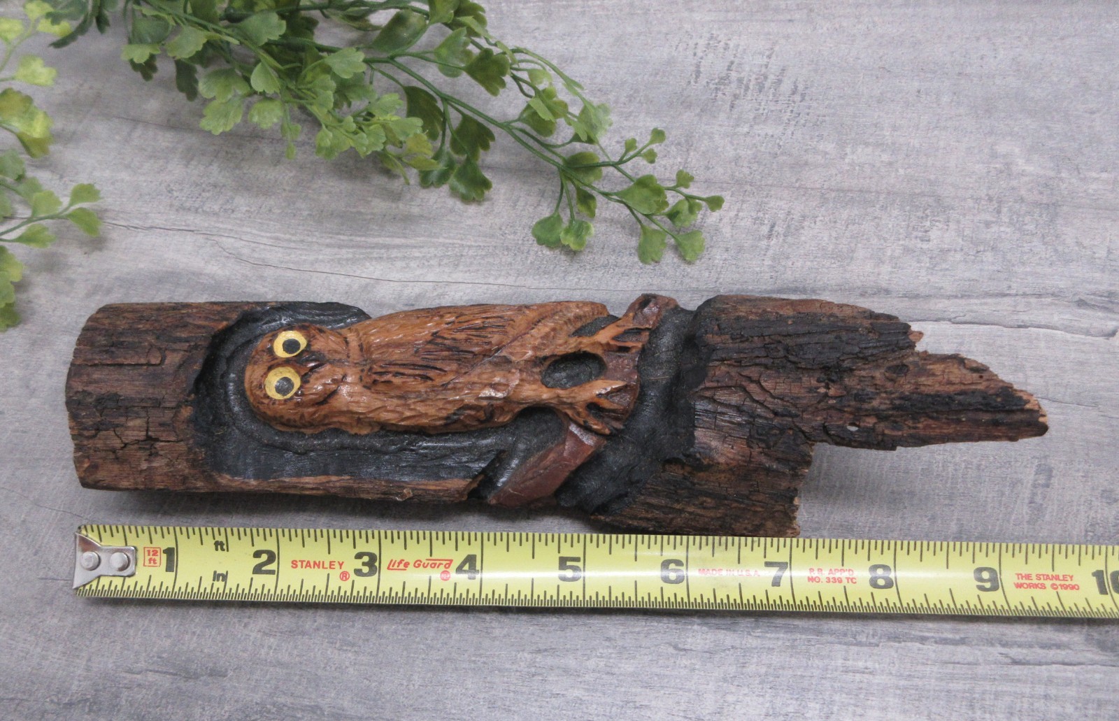 Hand Carved Owl Natural Wood Wall Hanging Decor Rustic Primitive Art Woodland