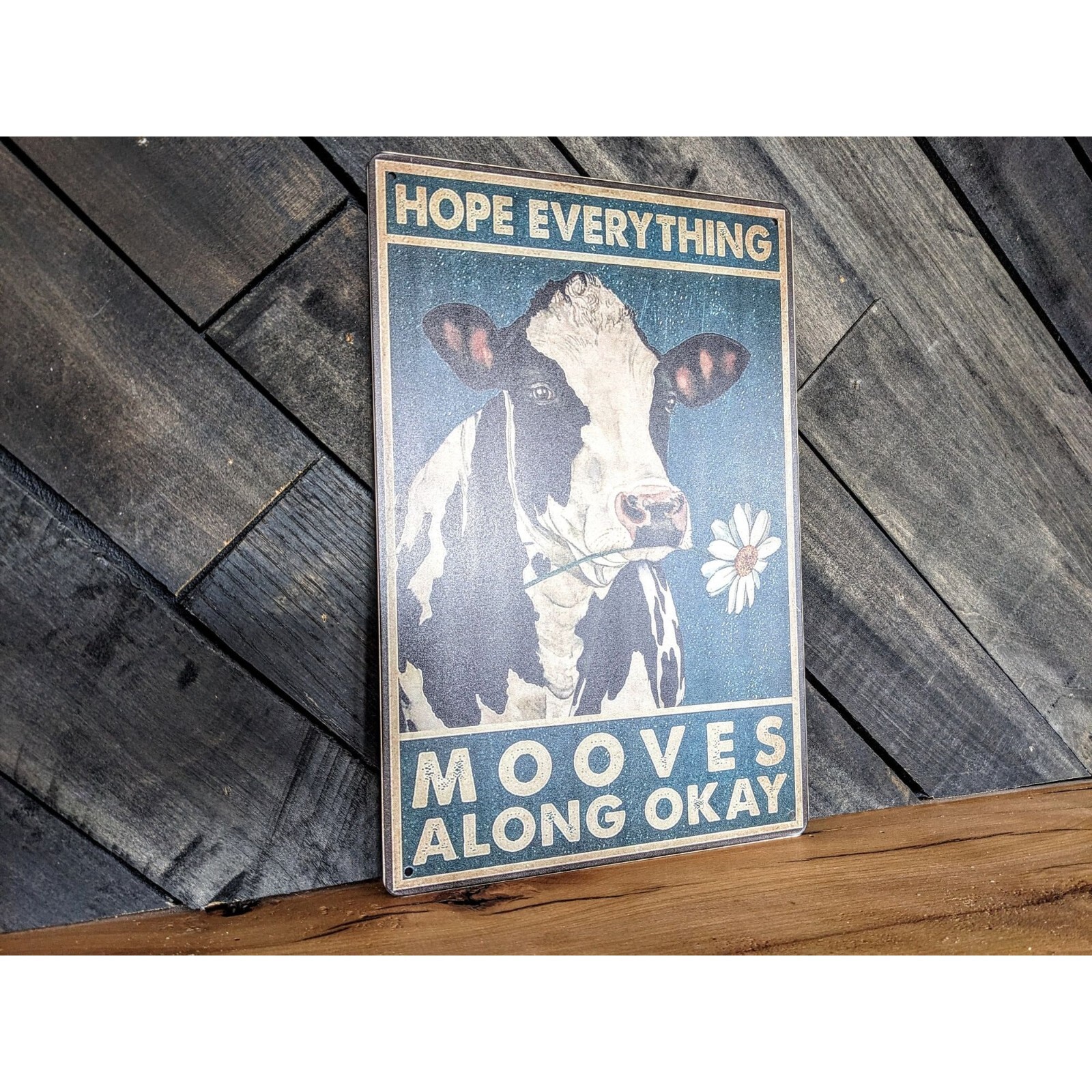 Hope Everything Mooves Along Okay Sign – Funny Cow Bathroom Sign – 12in x 8in