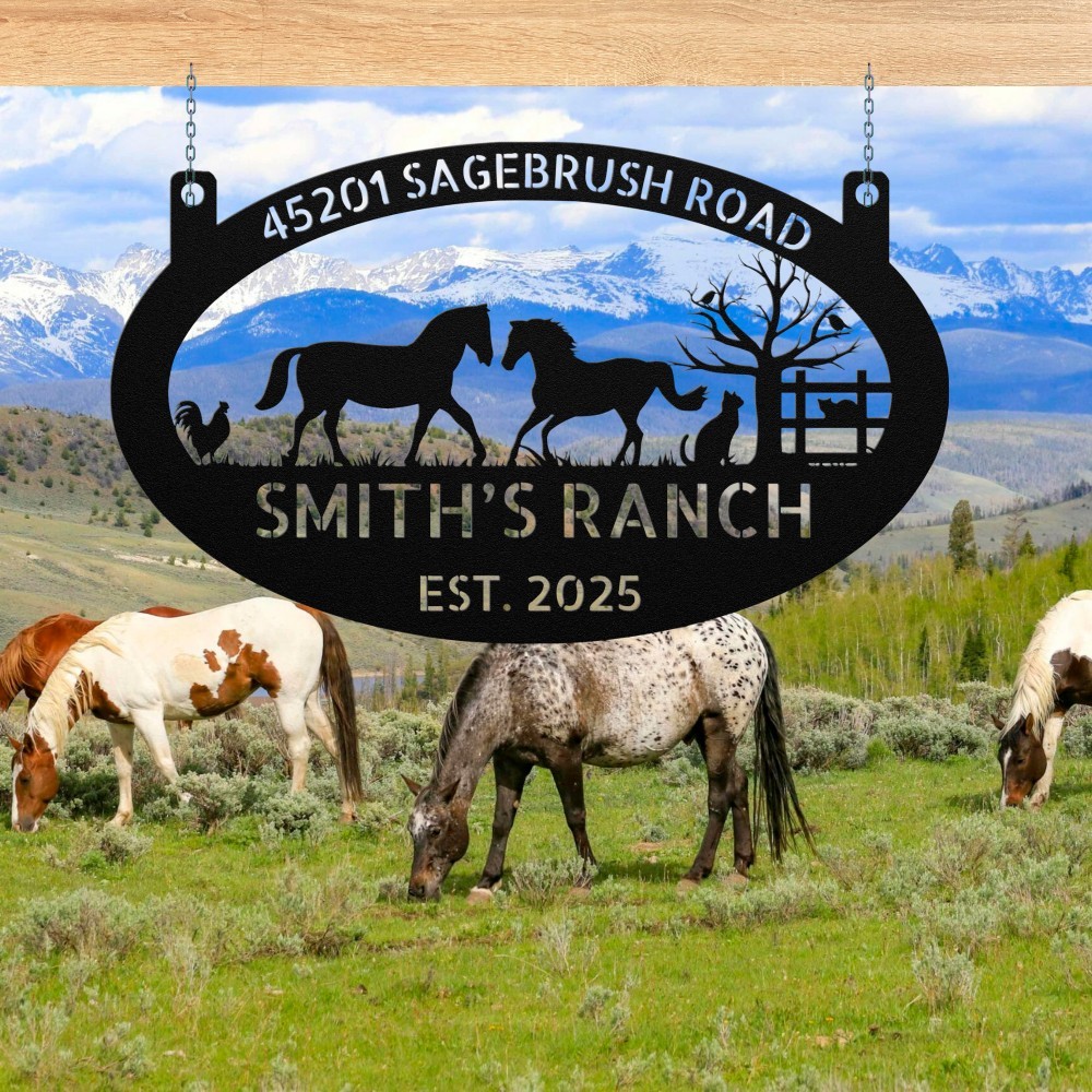Personalized Farmhouse Metal Sign Custom Ranch Name Barn Farm Gate Outdoor Decor