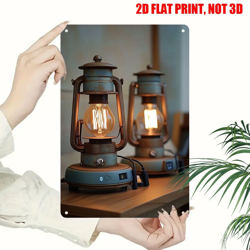 Retro Table Lamp Metal Plaque 8×12 Blue Copper Tin Signs Wall Decor Home Bedroom