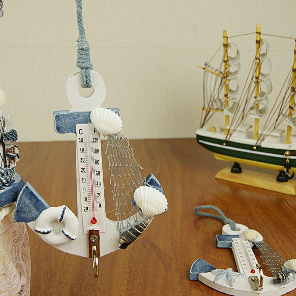 Anchor-Shaped Thermometer Coastal Decorative Handcrafted Anchor-Type Thermometer
