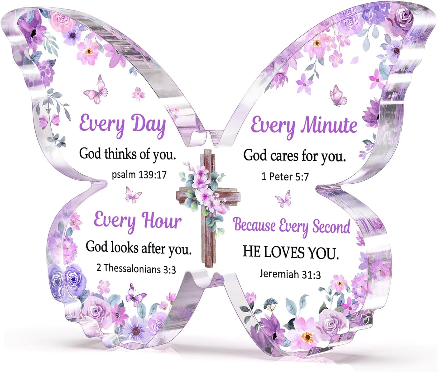 Butterfly Acrylic Plaque Sign Christian Gift for Women Purple 5×3 8×0 5 In