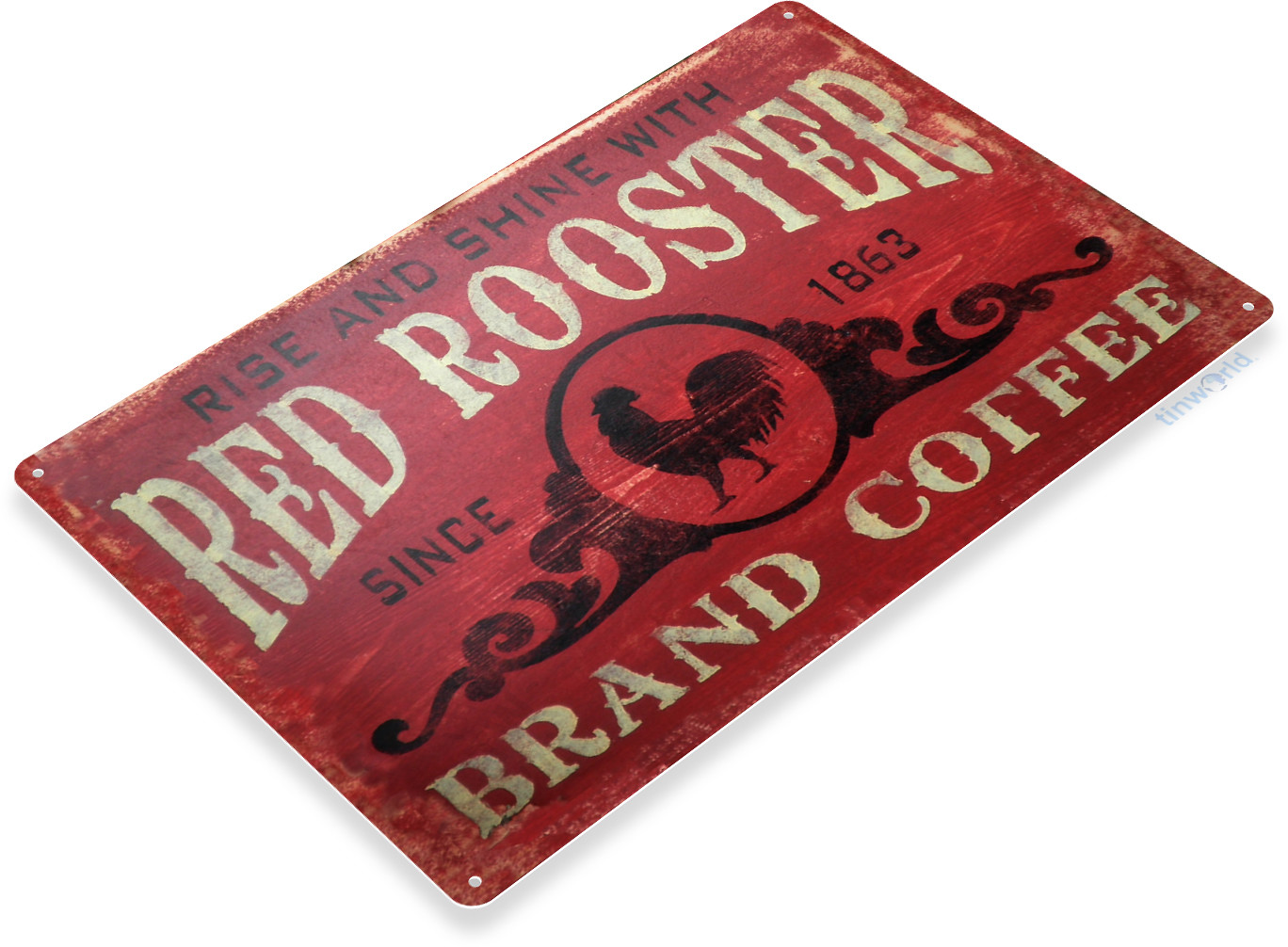 TIN SIGN Coffee Red Rooster Metal Décor Art Kitchen Store Café Bar A296