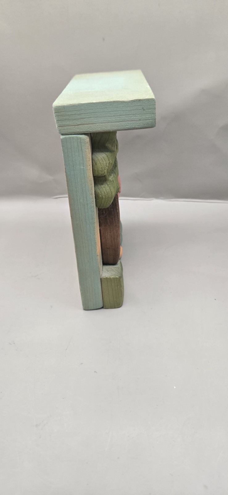 Vtg Handmade Tropical Wooden Pink Flamingo Wall Plaque Decor Small Shelf Signed