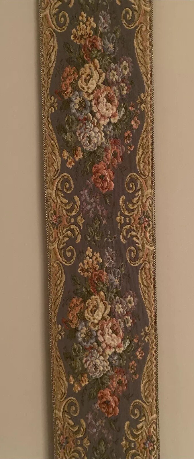 Corona Wall Decor Wall Hanging, Sage, Rose Beige Pink W/ Tassel 50”x5” Brass