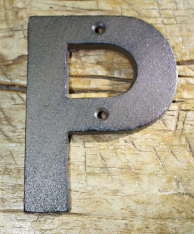 Cast Iron Industrial LETTER P Sign Rustic Brown 5″ tall Alphabet