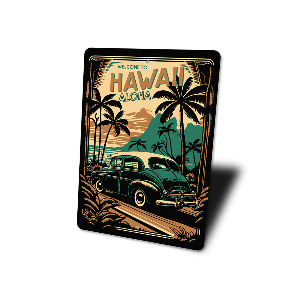 Aloha Welcome To Hawaii Metal Sign