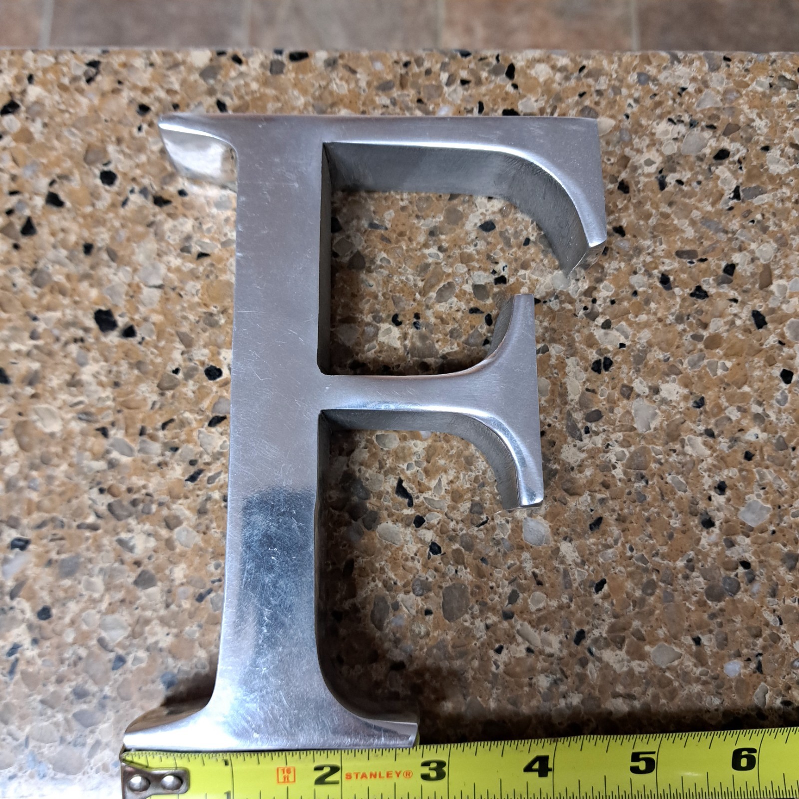 Large 6″ Metal Letter F Cast Aluminum Dimensional Industrial Alphabet Wall Decor