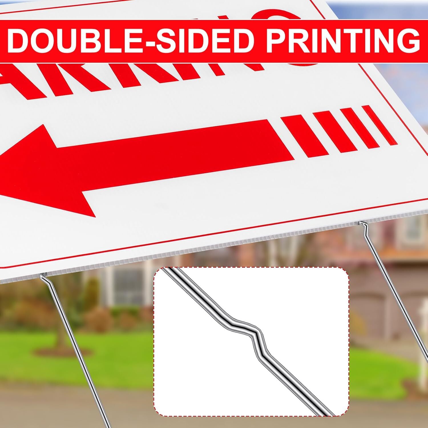 4 Pcs Event Parking Sign with Stake with Directional Arrows 12 x 16 Inch Doub…