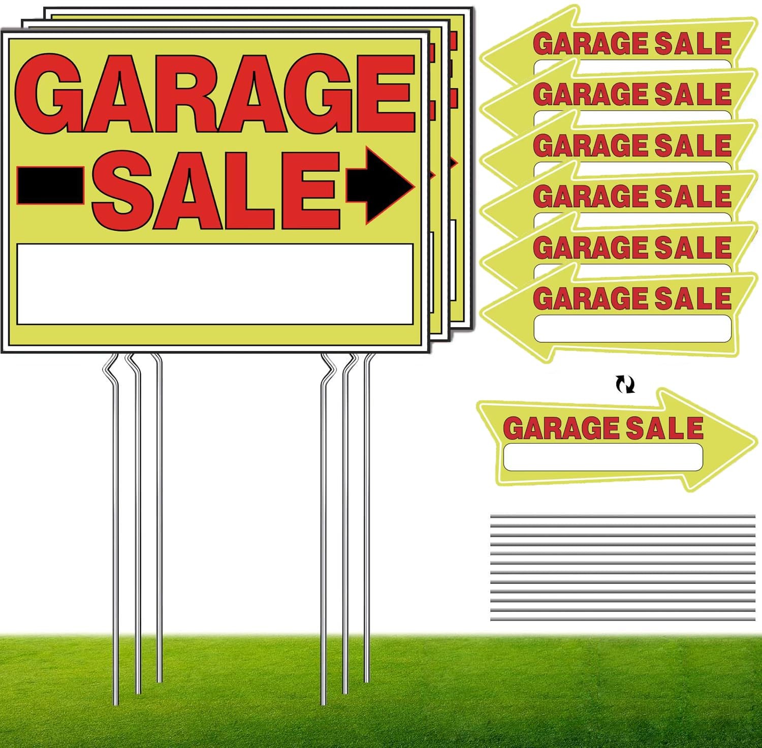 DoubleSided Garage Sale Signs & Directional Arrow Signs 9Pack Sets with Metal…