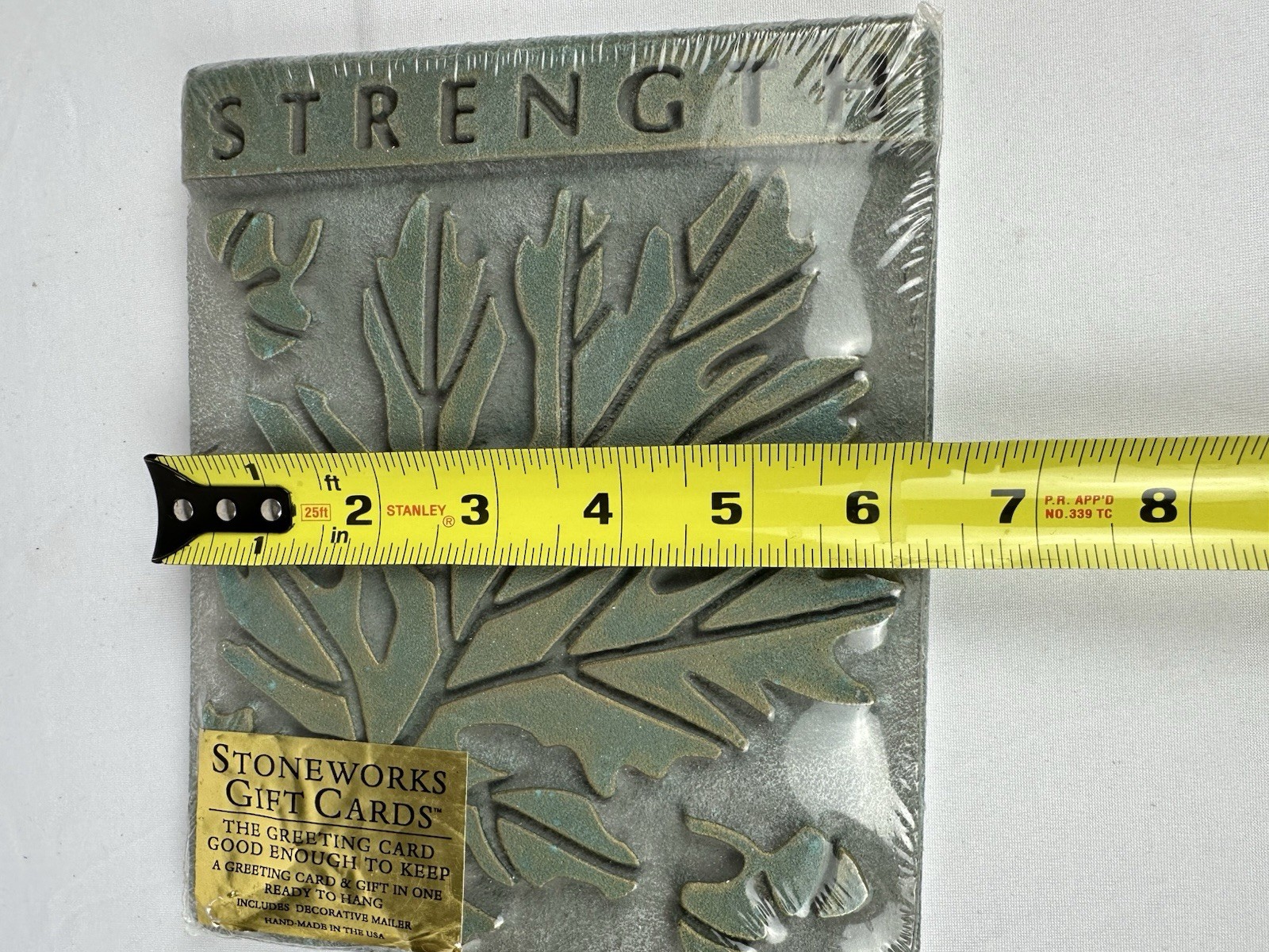 Stoneworks “Strength” Stone Gift Card Plaque Oak Leaf Wall Art New Sealed