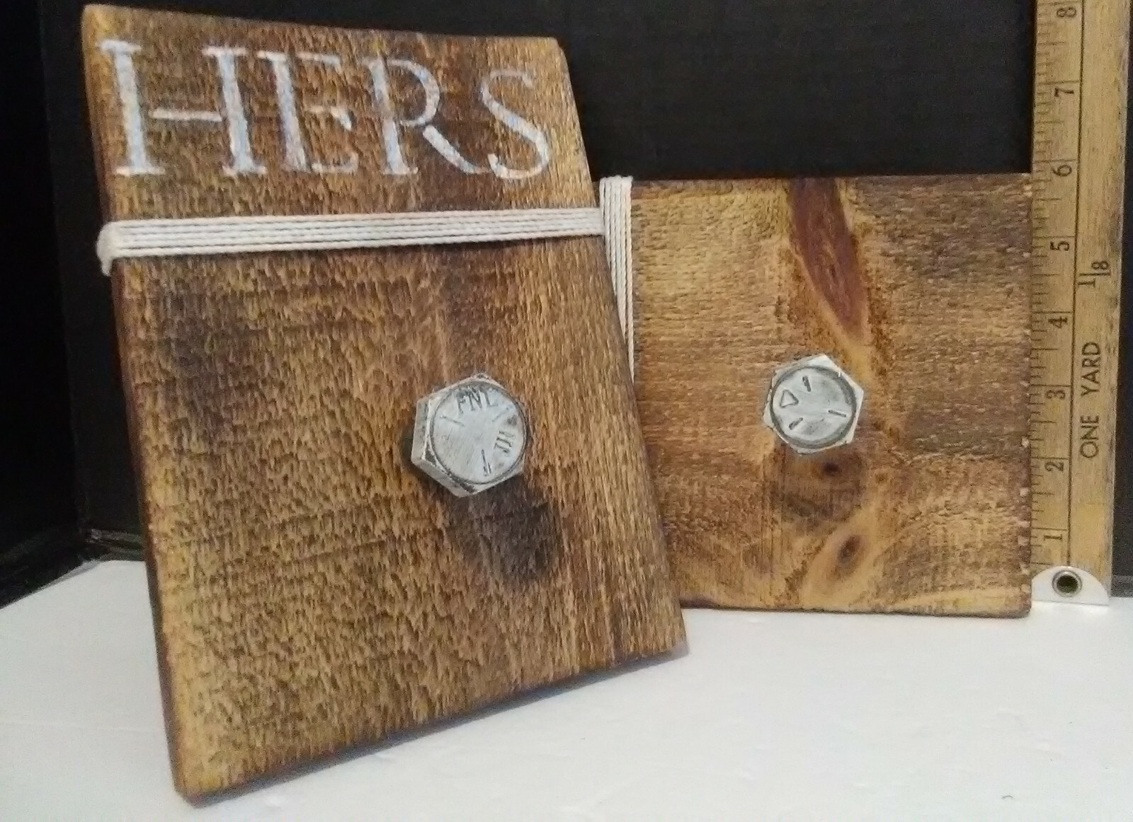 His & Hers Rustic Wood Closet Door/Wall Signs/Plaques 8″H x 6″W x 0.75″D