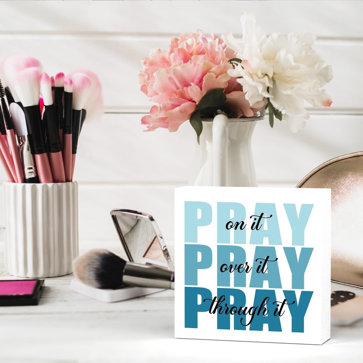 Inspirational 5×5 Wooden Scripture Sign – Perfect Christian Gift for Women