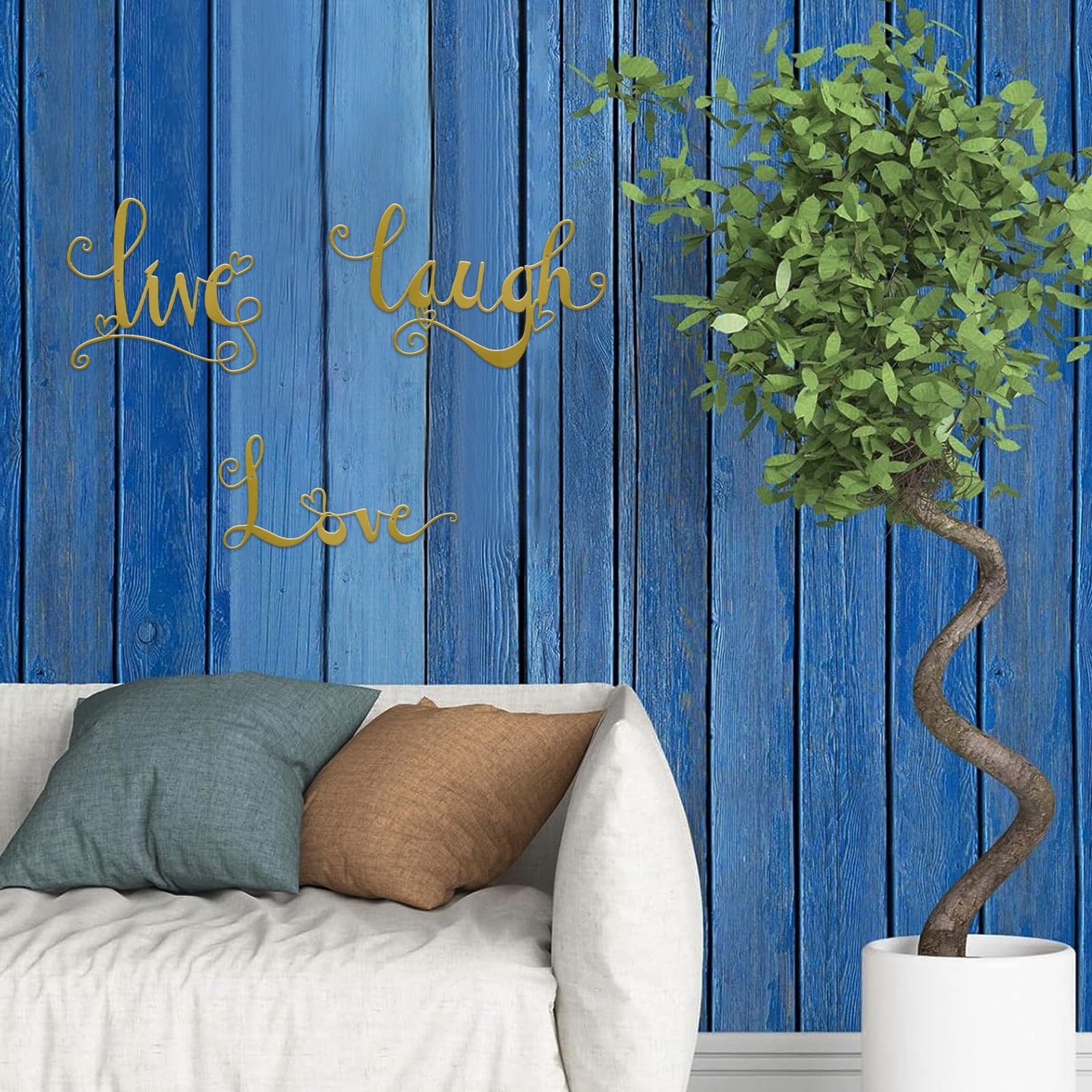 3 Pieces Gold Metal Letter Sign Decor ‘Live Laugh Love’ WordArt Wall Art Deco…