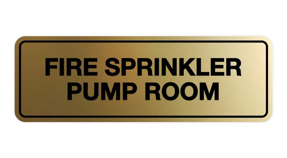 Large Brushed Gold Standard Fire Sprinkler Pump Room Sign Business Office