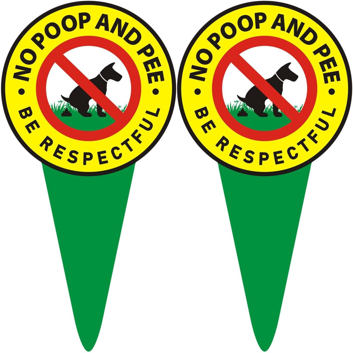 No Dog Poop Sign 2 Pack Double Sided Be Respectful/No Poop And Pee Protect New
