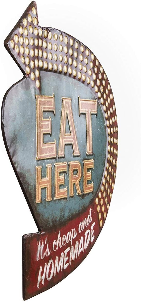 Fun Retro Wall Decor – Multicolor “Eat Here” Sign