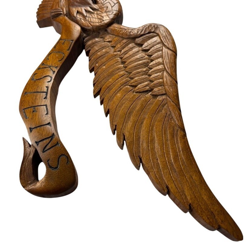 Wood Eagle Wall Plaque Unisex Large Brown Excellent Patriotic Folk Art