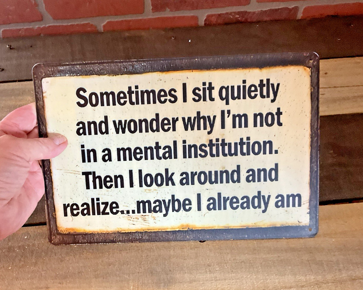 8″x12″ Vintage Patina Style Funny “Sometimes I sit Quietly ” Sign FREE SHIPPING!