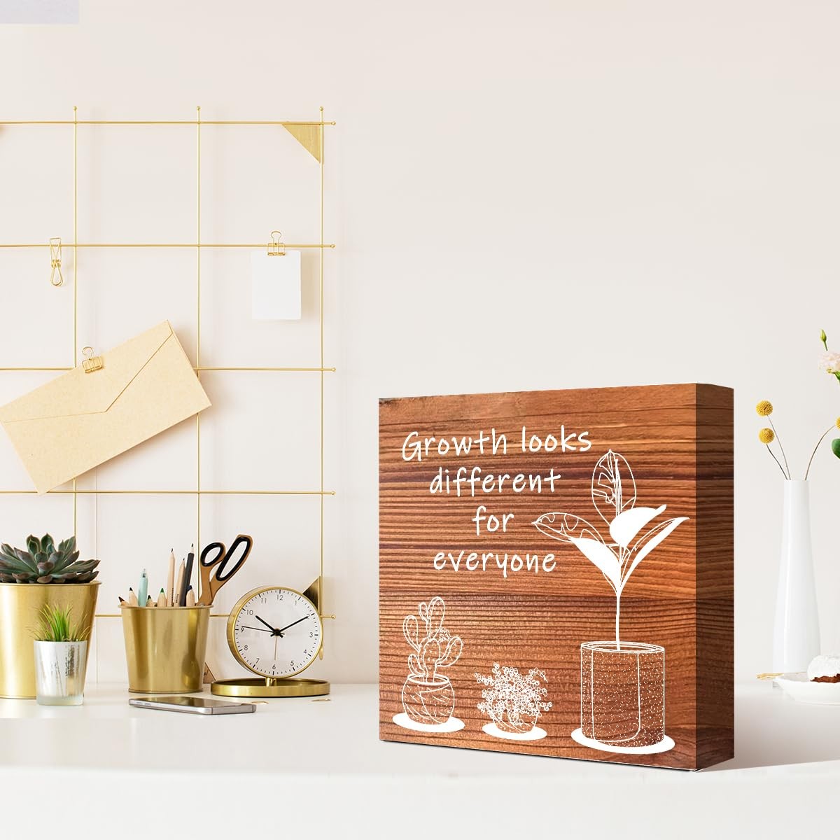 Inspirational Wood Block Signgrowth Looks Different For Everyone Plant Motivatio