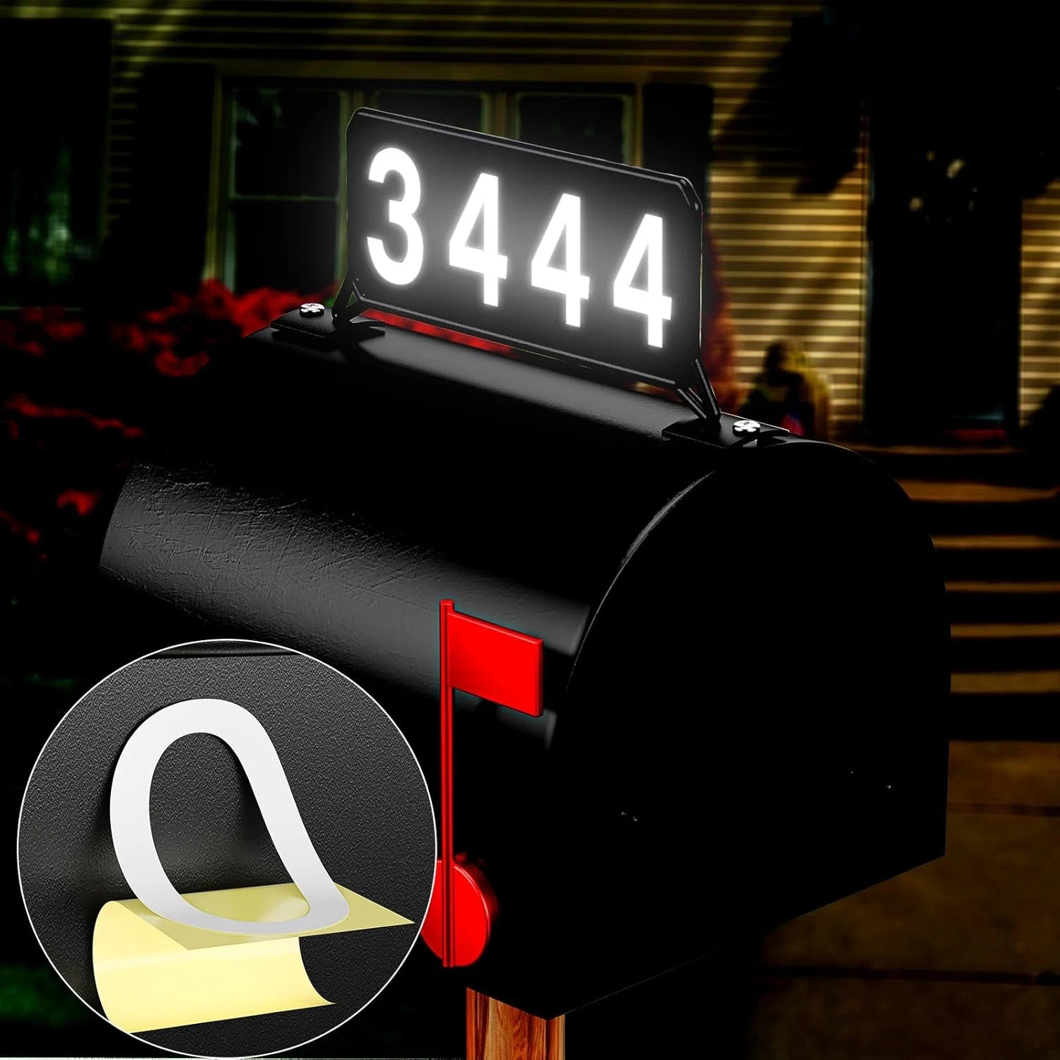 Metal Mailbox Address Plaques – Reflective House Number Plaque for Outside, Doub