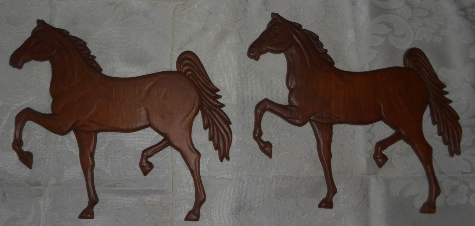 Lot of 2 Two Wood Horse Wall Decorations