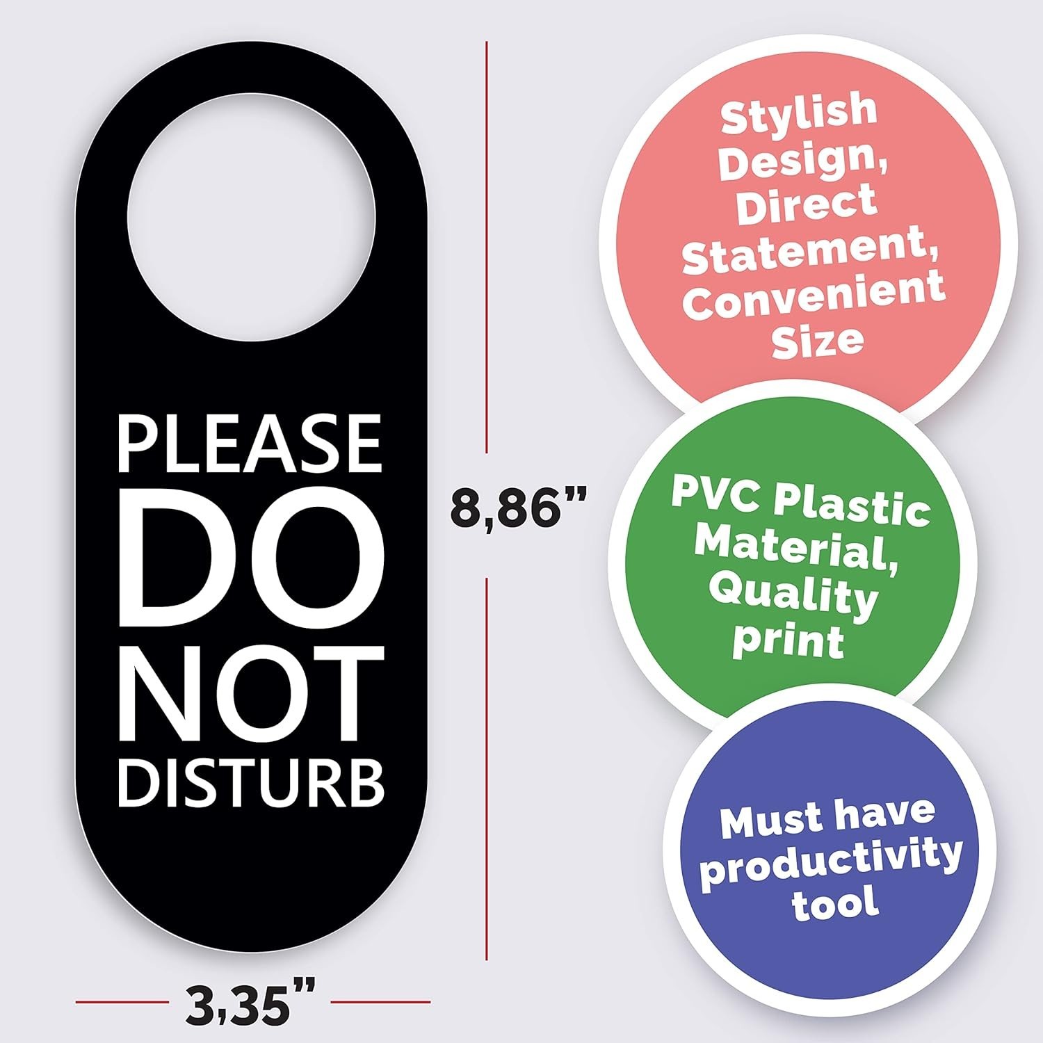 Do Not Disturb Door Hanger Sign 2 Pack Black & White Double Sided Please Do N…