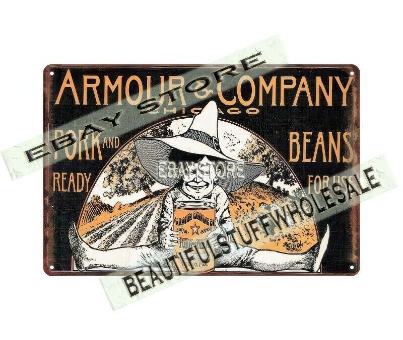 Armour Company Pork Beans Chicago IL metal tin sign contemporary decor