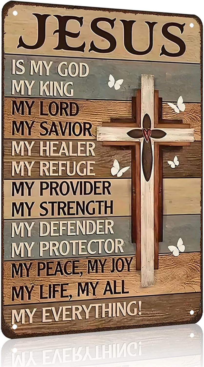 Christian Gifts for Women Men Jesus Is My God My King My Everything Vintage Tin