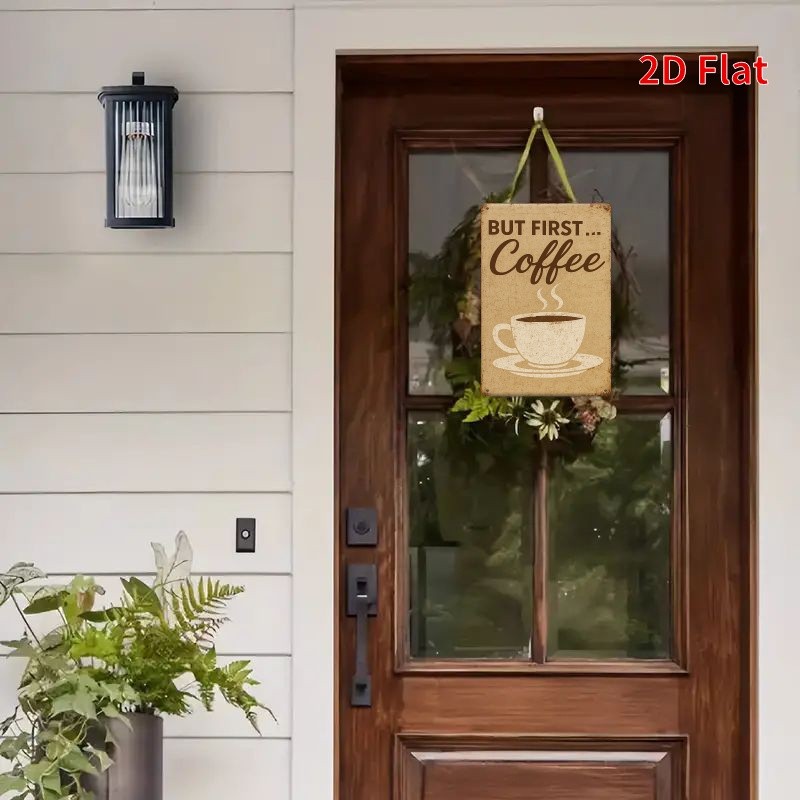 Vintage Coffee Cup Metal Sign But First Coffee Kitchen Home Wall Decoration Gift