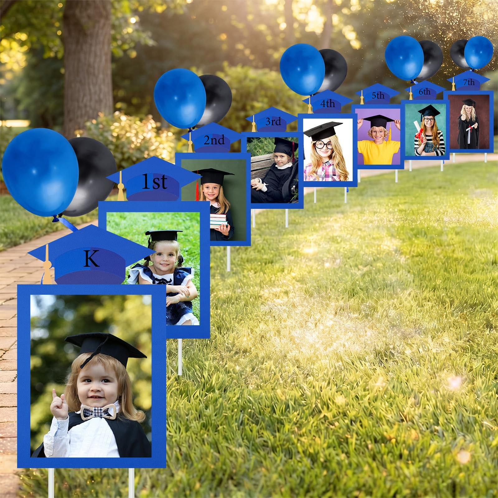 13 Pcs K-12 Graduation Photo Yard Signs with Stakes, Class of 2026 Outdoor Gr…