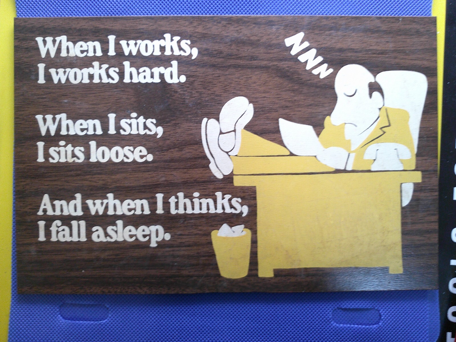 1974 Russ Berrie & Co. Wood Grain Look Wall Plaque GLAD LIBS