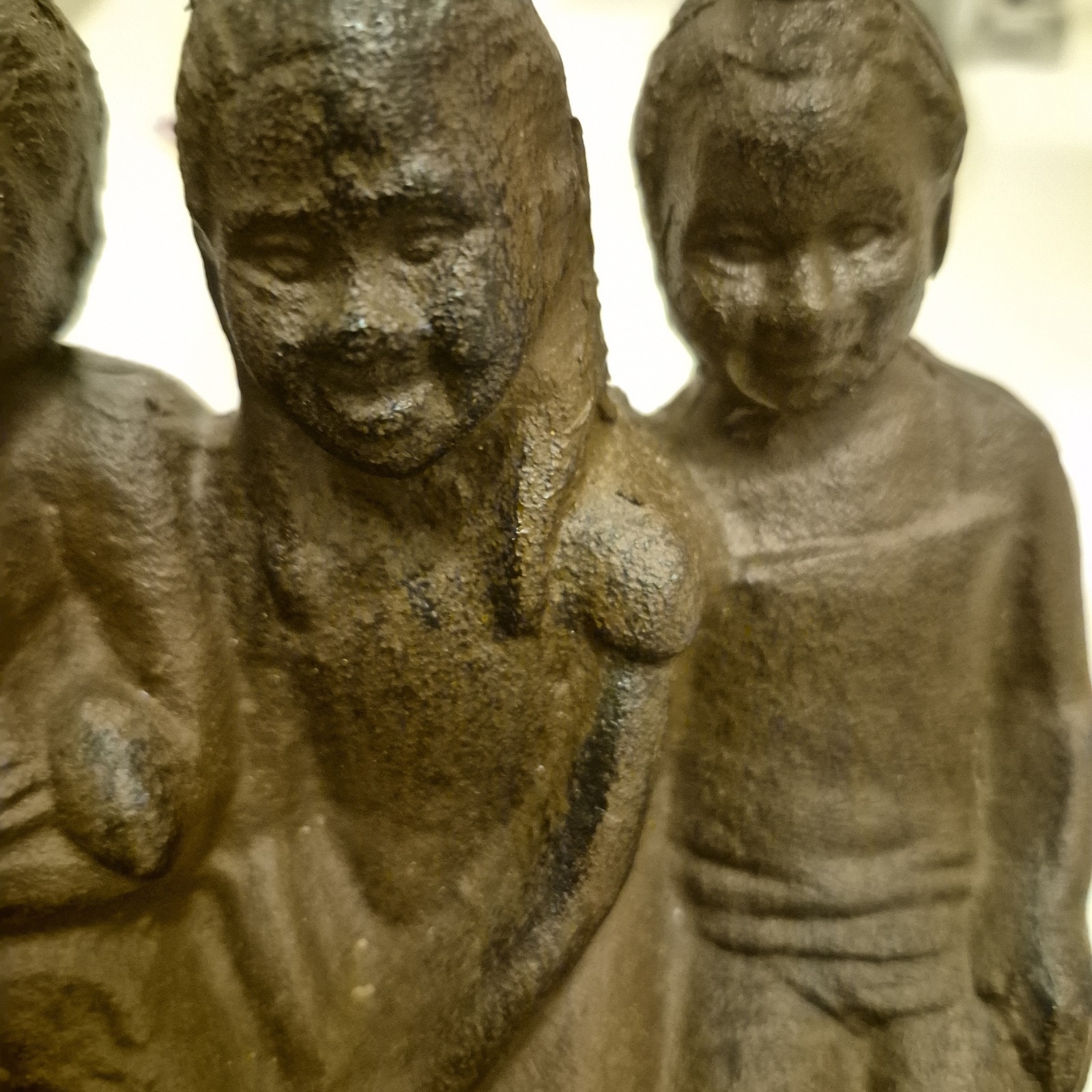 Rare Cast Iron Sculpture 4 GIRLS 7 in Window Sill Shelf Sitter Metal