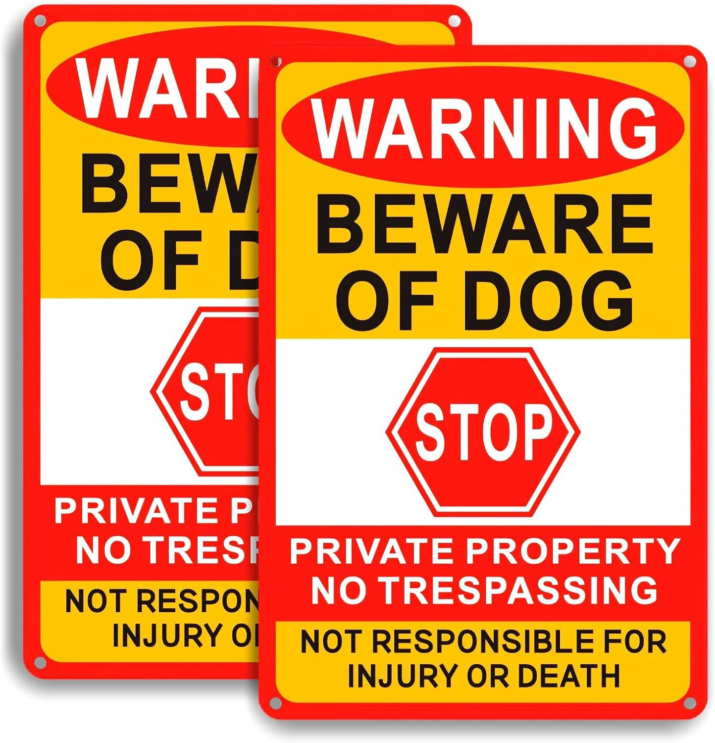 2-Pack Beware Of Dog Sign,8×12 Inches, Reflective Film, Anti-Rust Aluminum Metal
