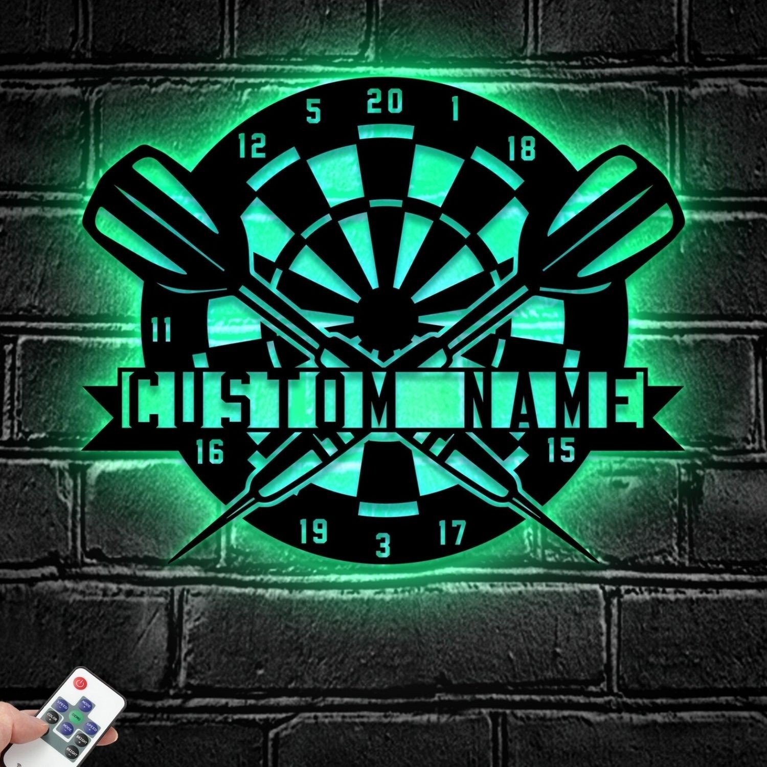 Personalized Dartboard Dart Metal Sign With LED, Custom Dart Gamer Name Decor