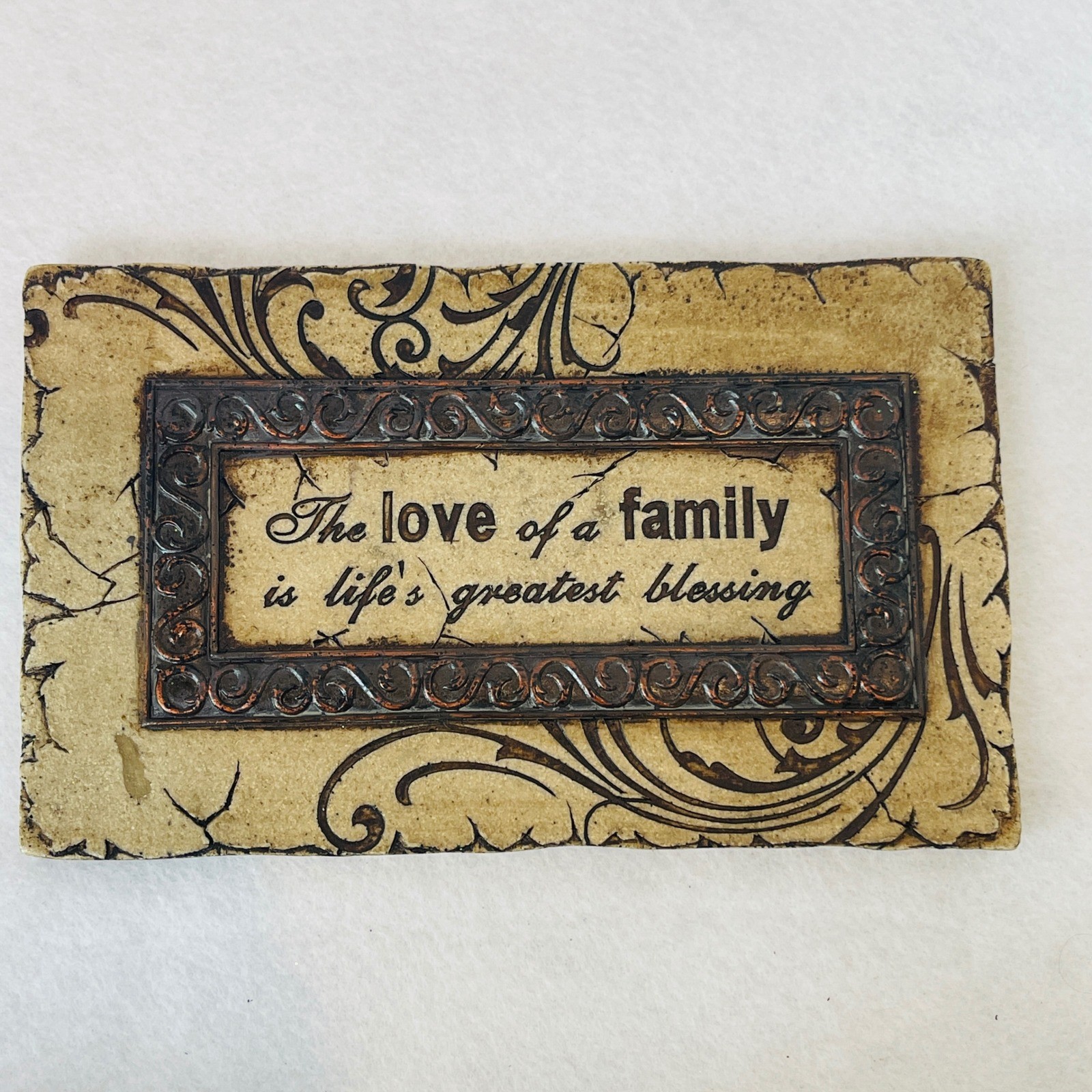 Family Blessing Wall Plaque Rustic Stone Look Resin Sign Decor 9.5×6 Inch