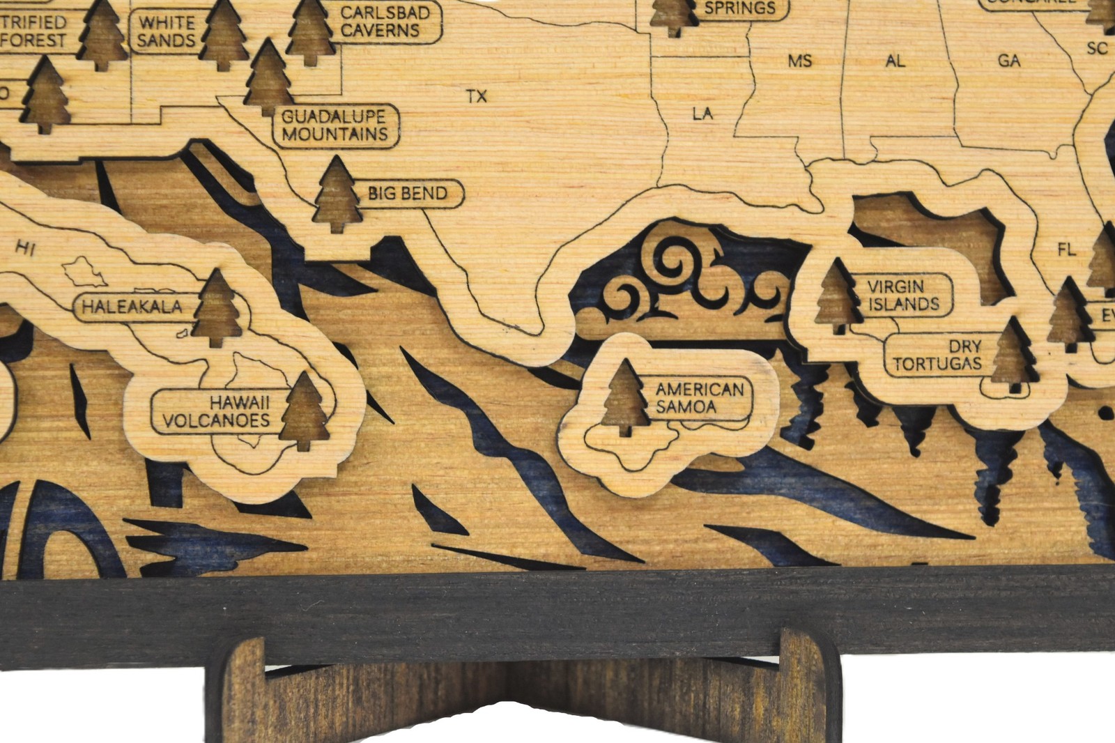 Handmade Wood National Parks Travel Map