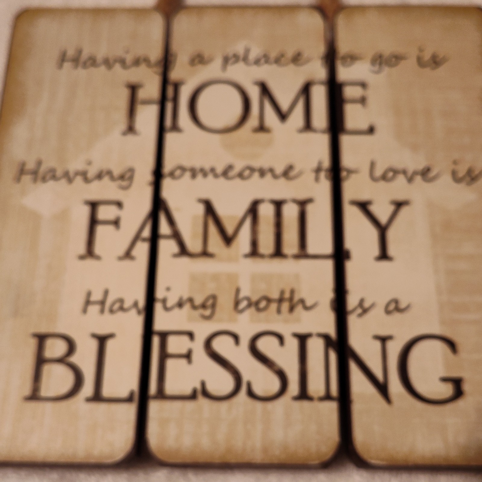 Sign of the Times Wood Family Blessing Hanging Sign, Inspirational Quote, Beige