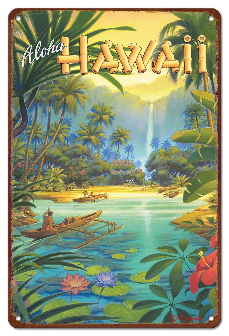 Pacifica Island Art 8in x 12in Vintage Hawaiian Tin Sign 8×12 inches, Various