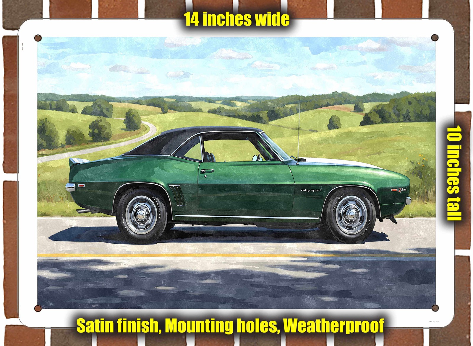 Metal Sign – 1969 Chevrolet Camaro RS Z/28 1 Watercolor – 14×10