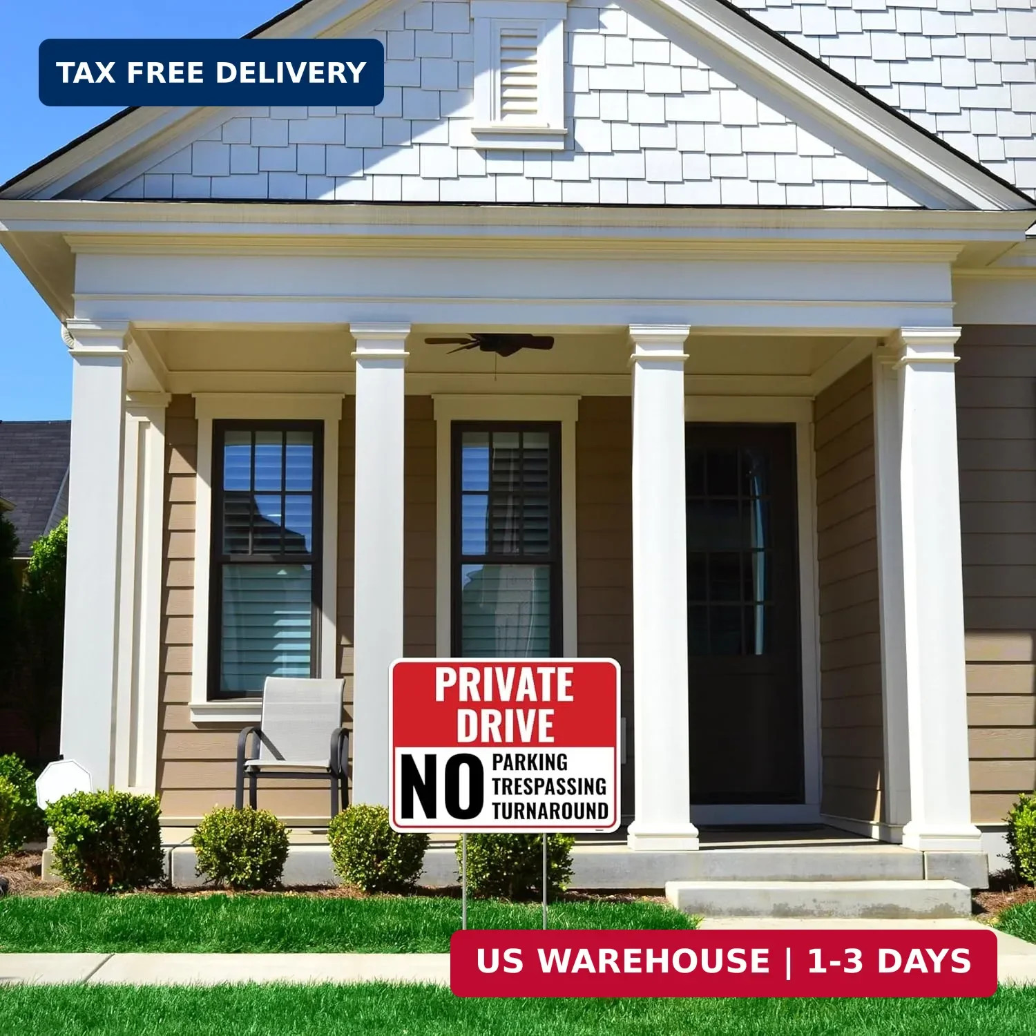 2PC Private Driveway No Turnaround Sign with Stake, 12 Inches by 9 Inches – Corr