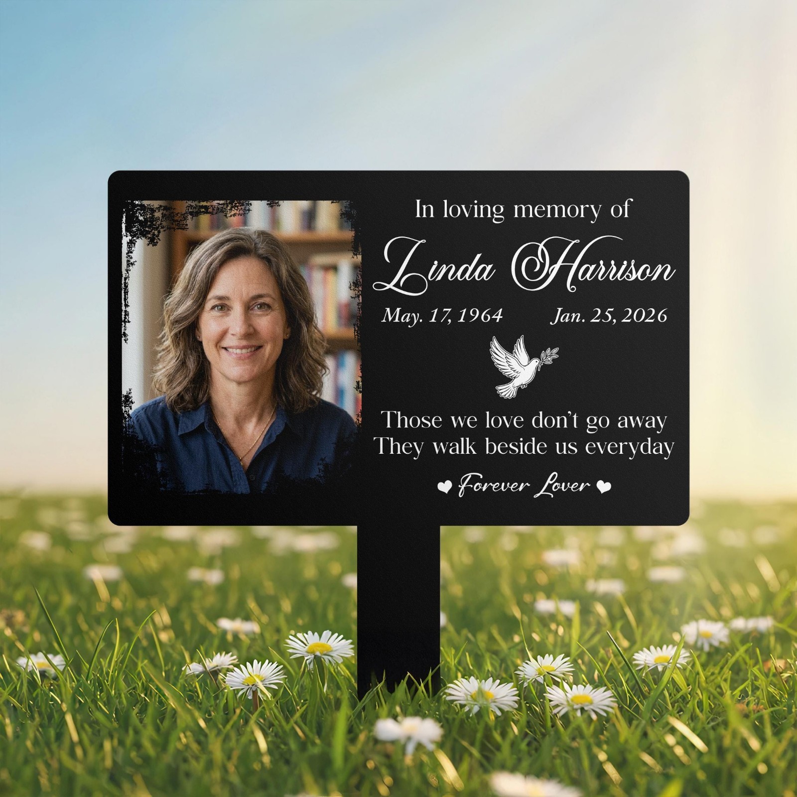 Personalized Photo Memorial Garden Stake, Custom Sympathy Grave Marker Sign