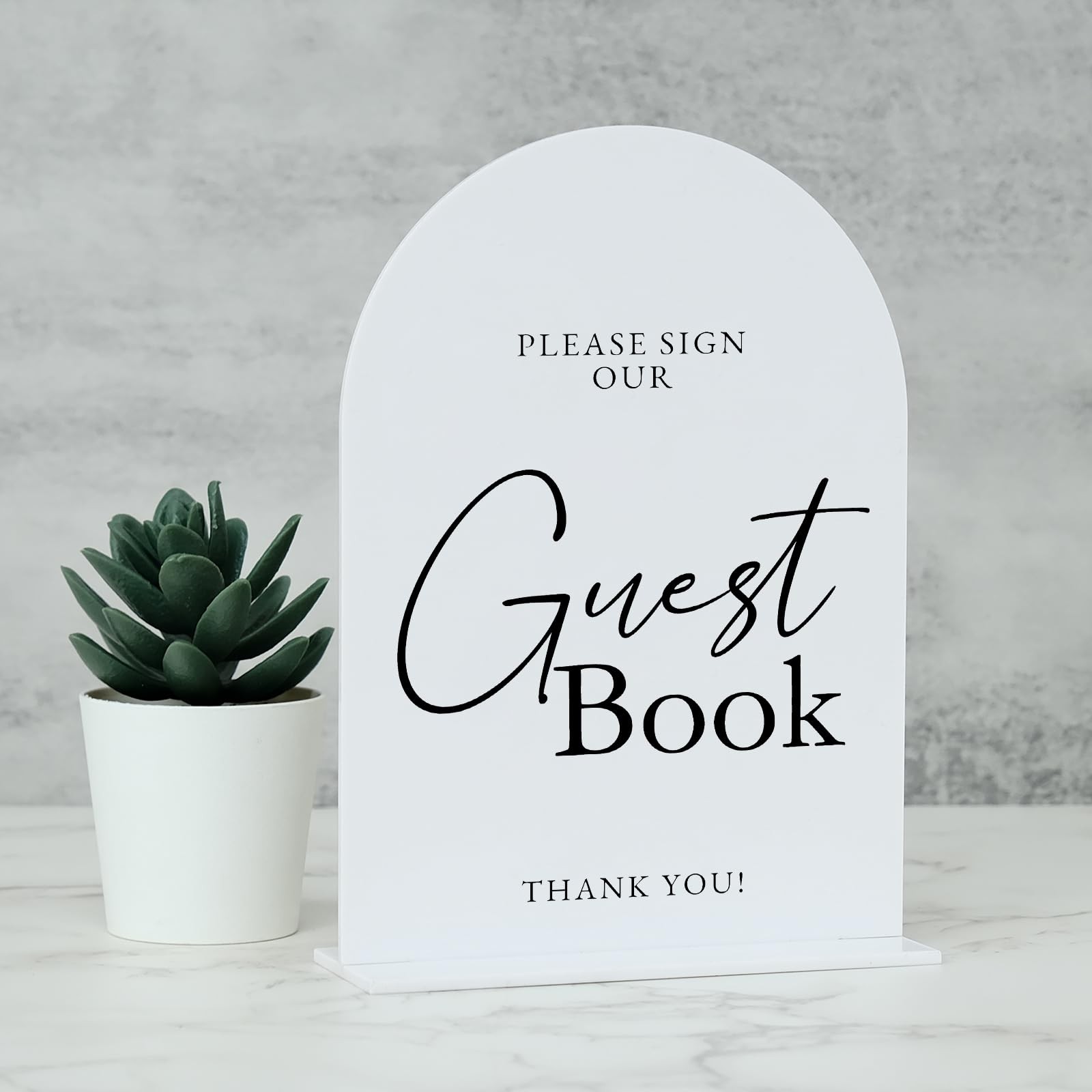Acrylic Wedding Guest Book Sign 5″x7″ Arched Table Decor for Events
